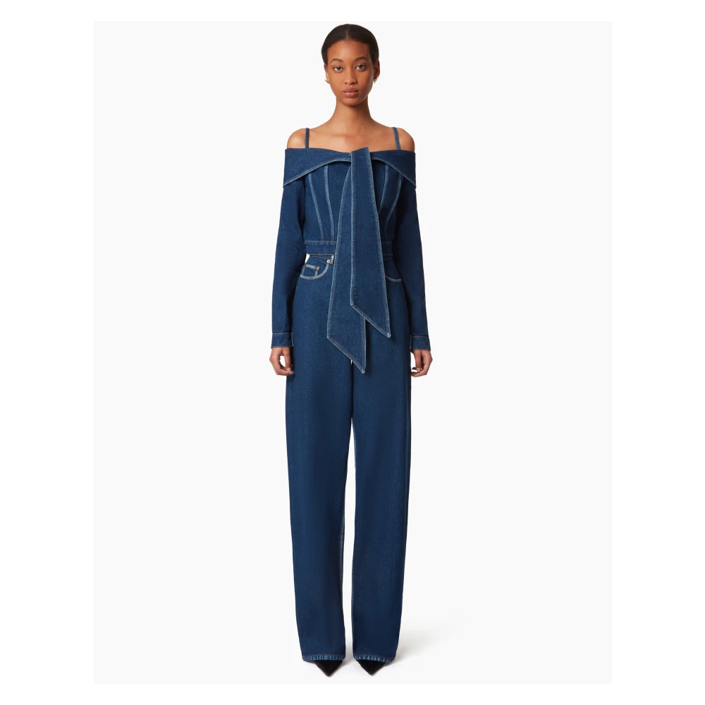 Nina Ricci Off Shoulder Denim Blue Dames