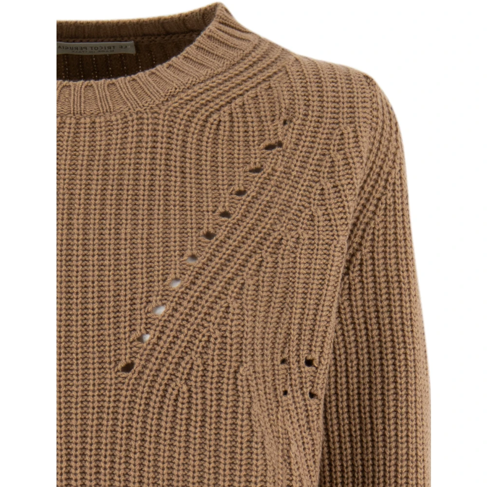 Le Tricot Perugia Klassieke Gebreide Trui Brown Dames