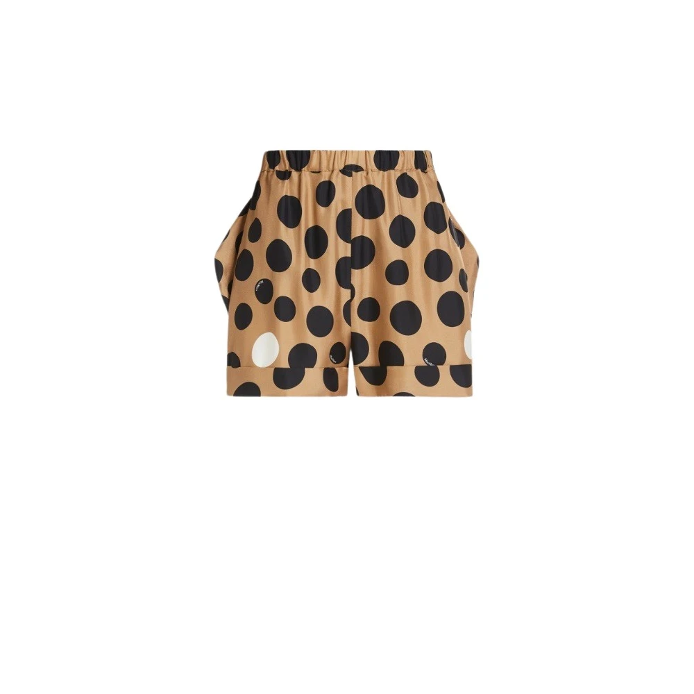 Max Mara Zijden Polka Dot Shorts met losse pasvorm Beige Dames