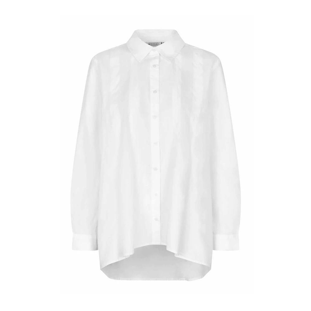 Masai Women's White Shirt With Collar And Loose Silhouette - Shirts - L - Blouses & Shirts