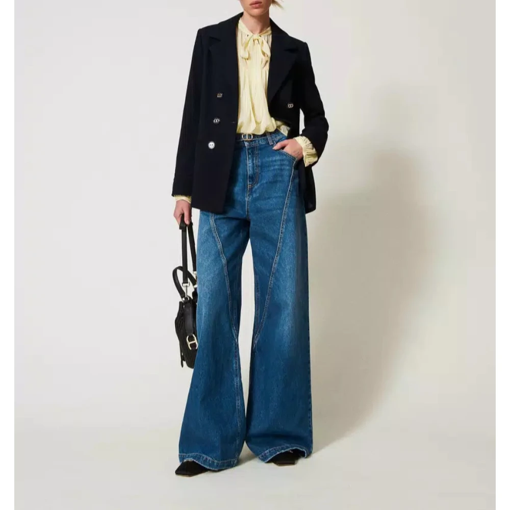 Twinset Wijde jeans met ovale riem Blue Dames