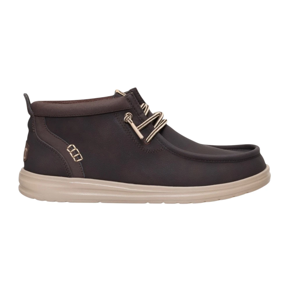 Hey Dude Brown Lace-Up Boots, Male, 7 Uk, Wally Mid Gripr Classic