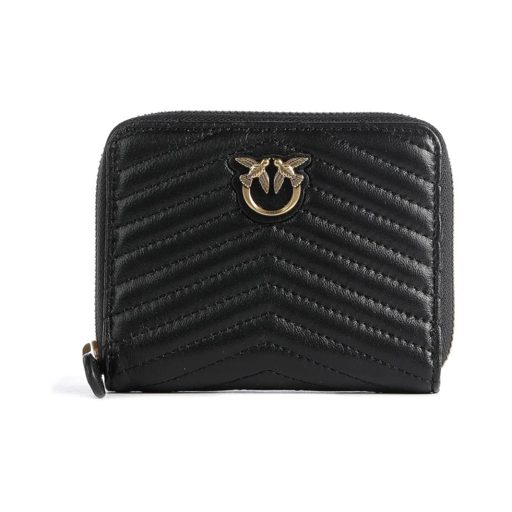 Pinko Women's Black Wallets & Cardholders, One Size, Leather Zippered Wallet