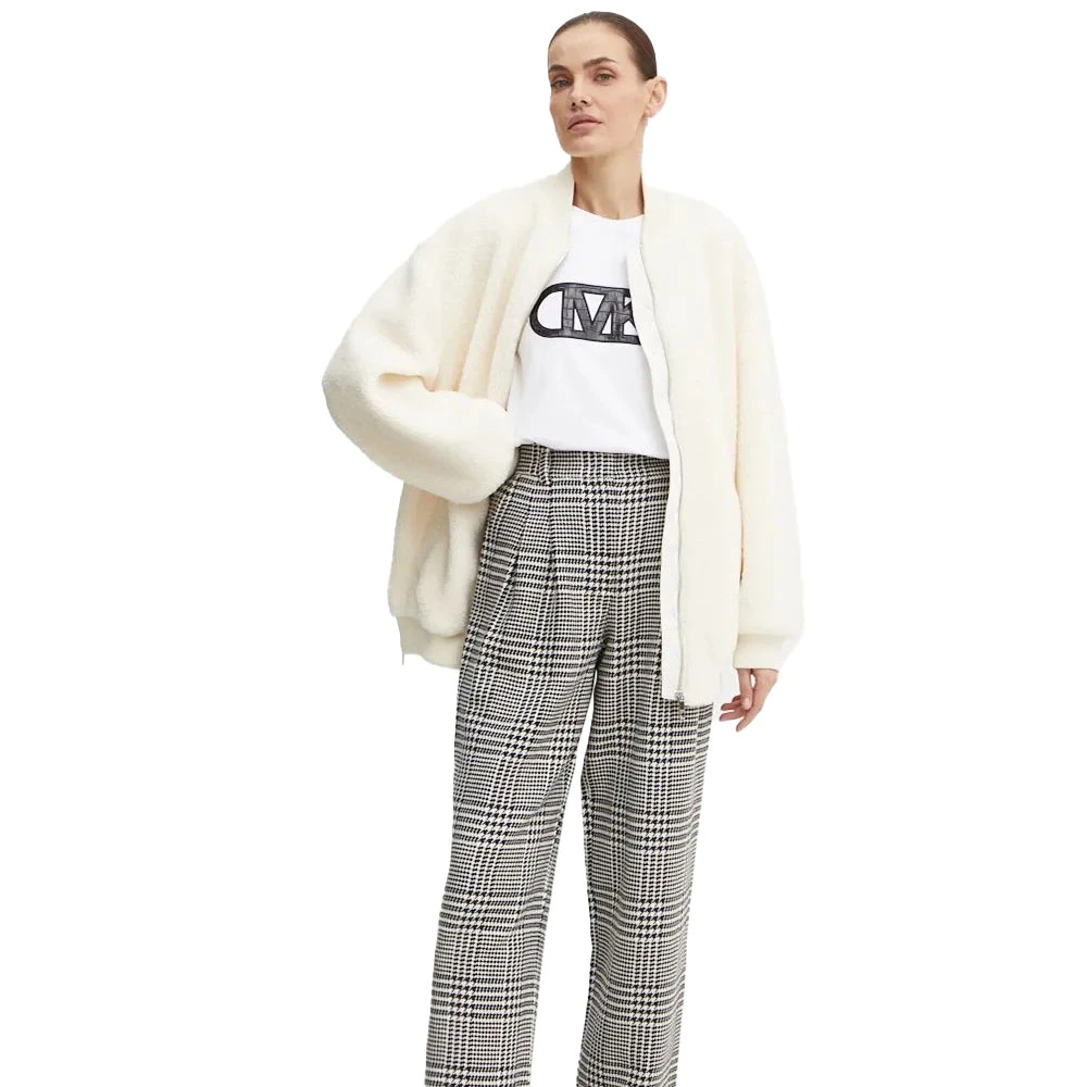 Hugo Boss Losvallende Fleecejas White Dames