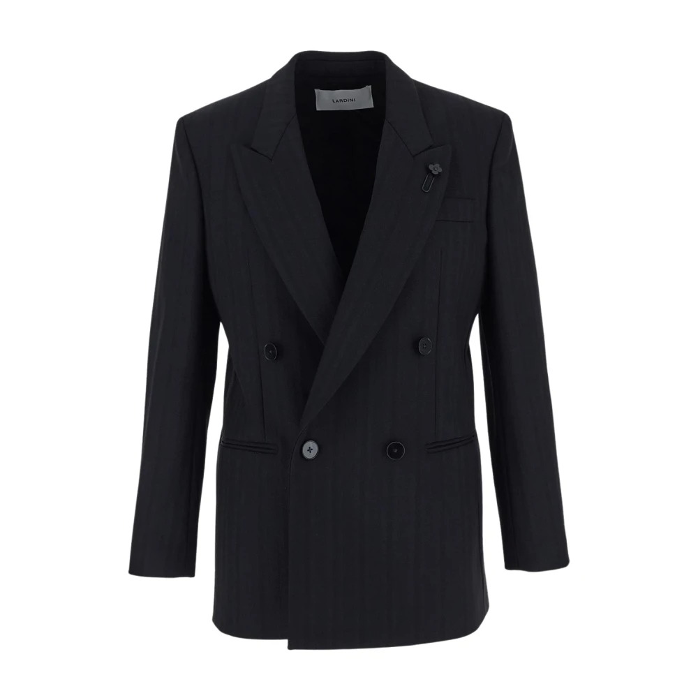 Lardini Wollen en Nylon Double-Breasted Jas Black Dames