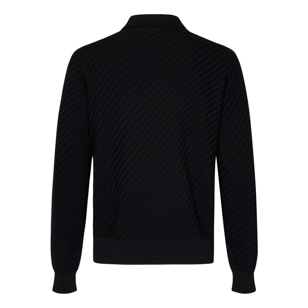 Brioni Zwart Gebreide Trui 3D Weefsel Black Heren