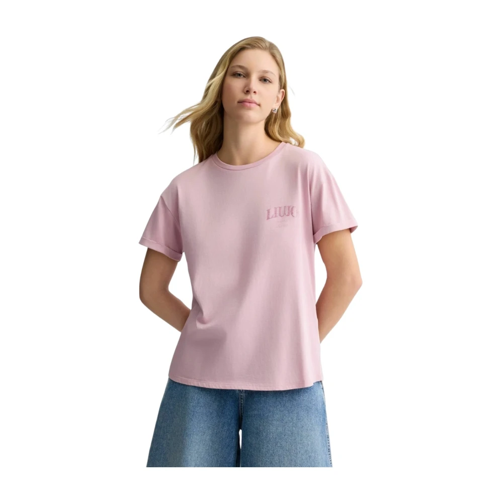 Liu Jo Katoenen T-shirt met korte mouwen Pink Dames