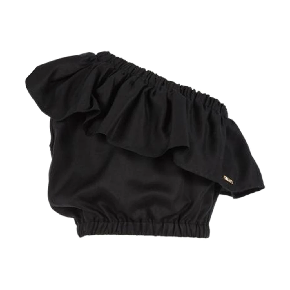 Twinset Girls Black One-Shoulder Top - Kids Sleeveless Tops - 16 Y - Kids