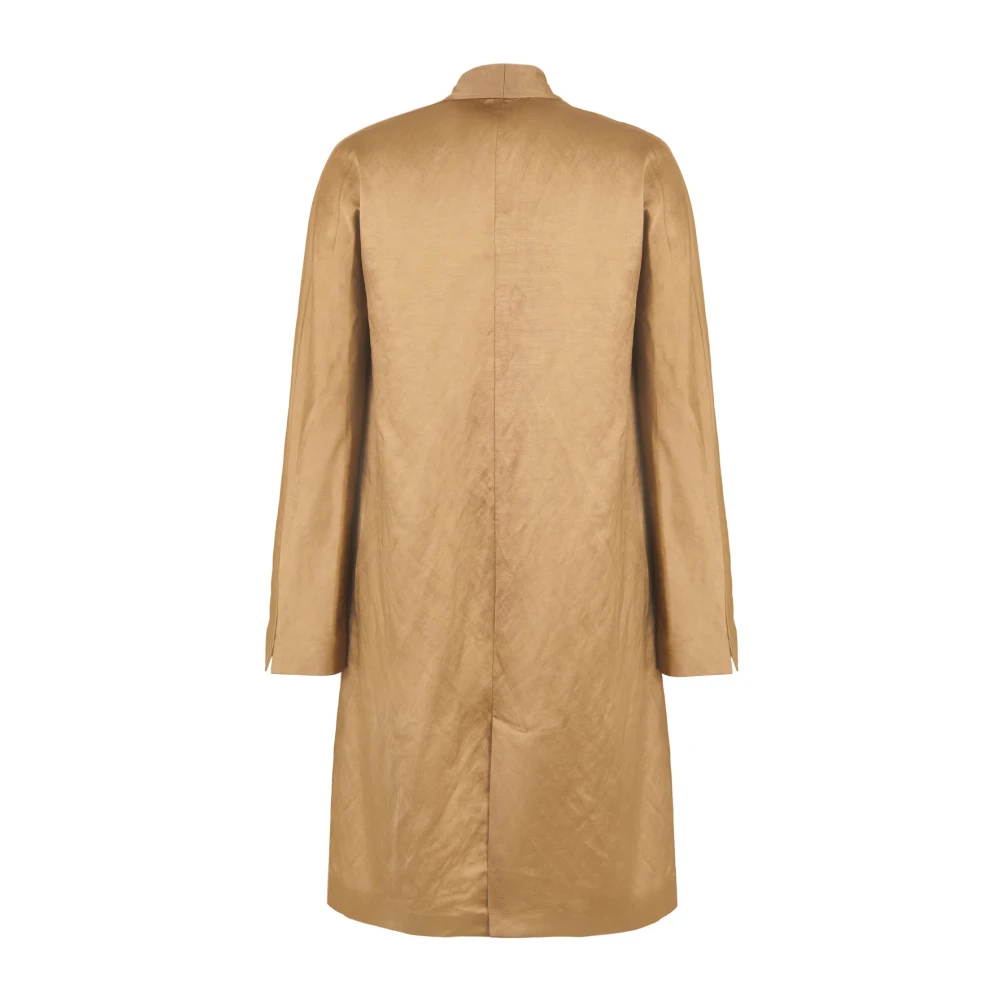 Cortana Linnen en Viscose Lange Jas Cacao Yellow Dames