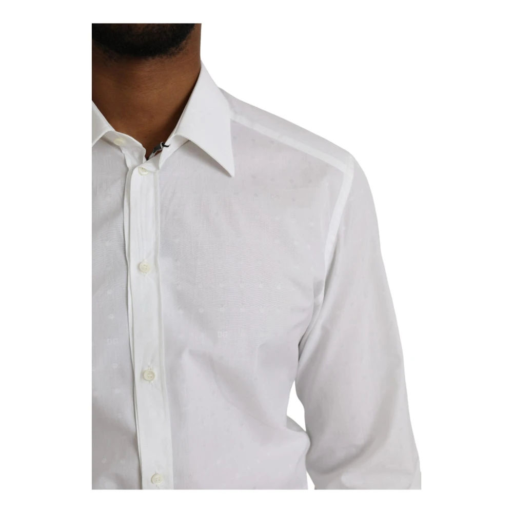 Dolce & Gabbana Wit Katoenen Overhemd Klassieke Kraag Lange Mouwen White Heren