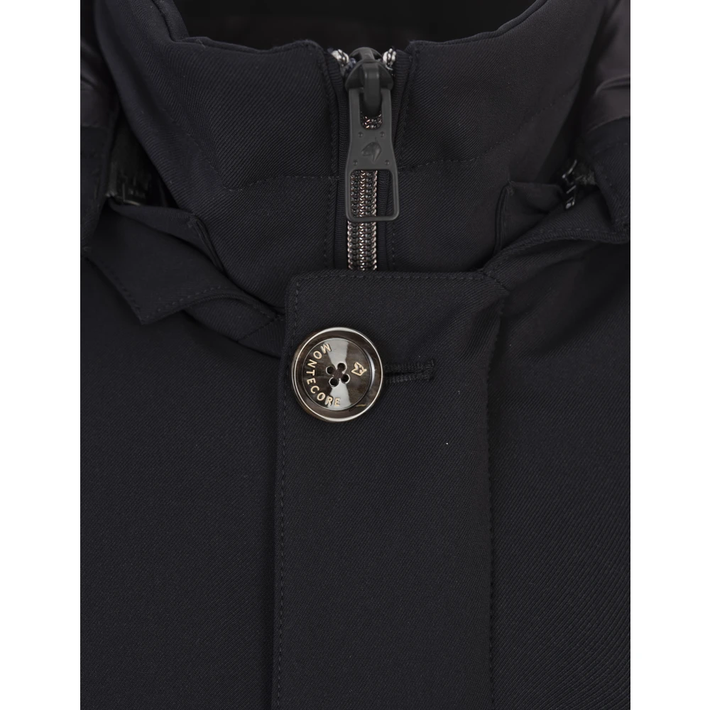 Montecore Blauwe wollen parka met afneembare capuchon Blue Heren