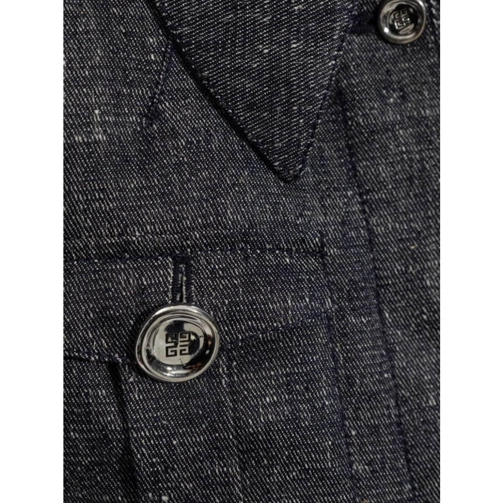 Givenchy Denim Jack met Korte Pasvorm en 4 Zakken Blue Dames