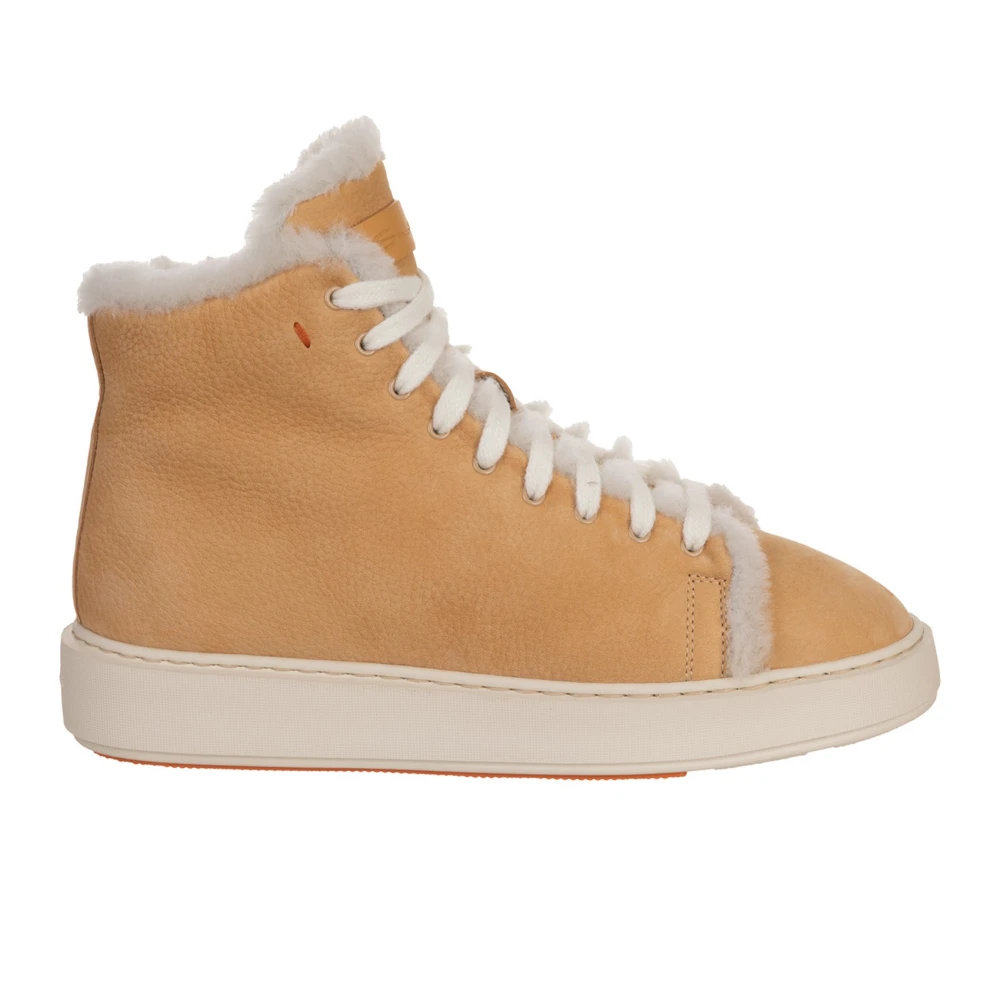 Santoni Italiaanse leren sneakers Dames Schoenen Beige
