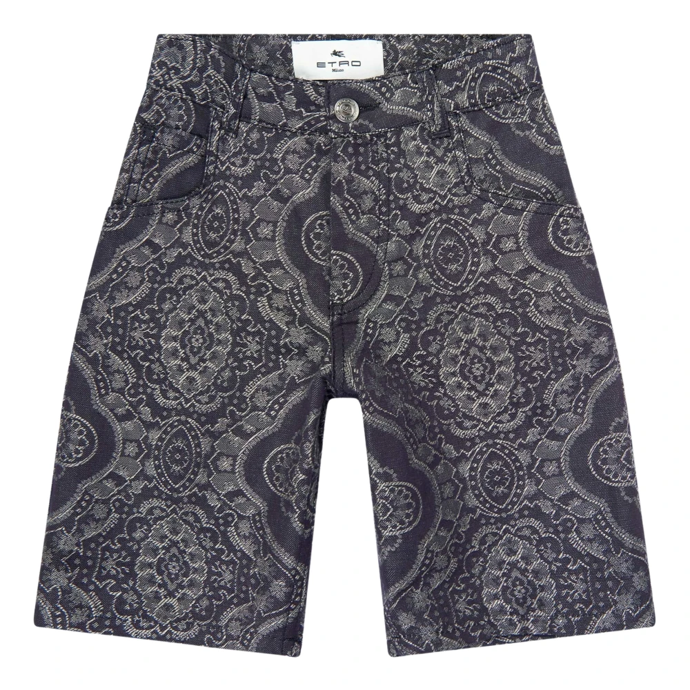 Etro Boys Blue Navy Jacquard Shorts Size 8 Y