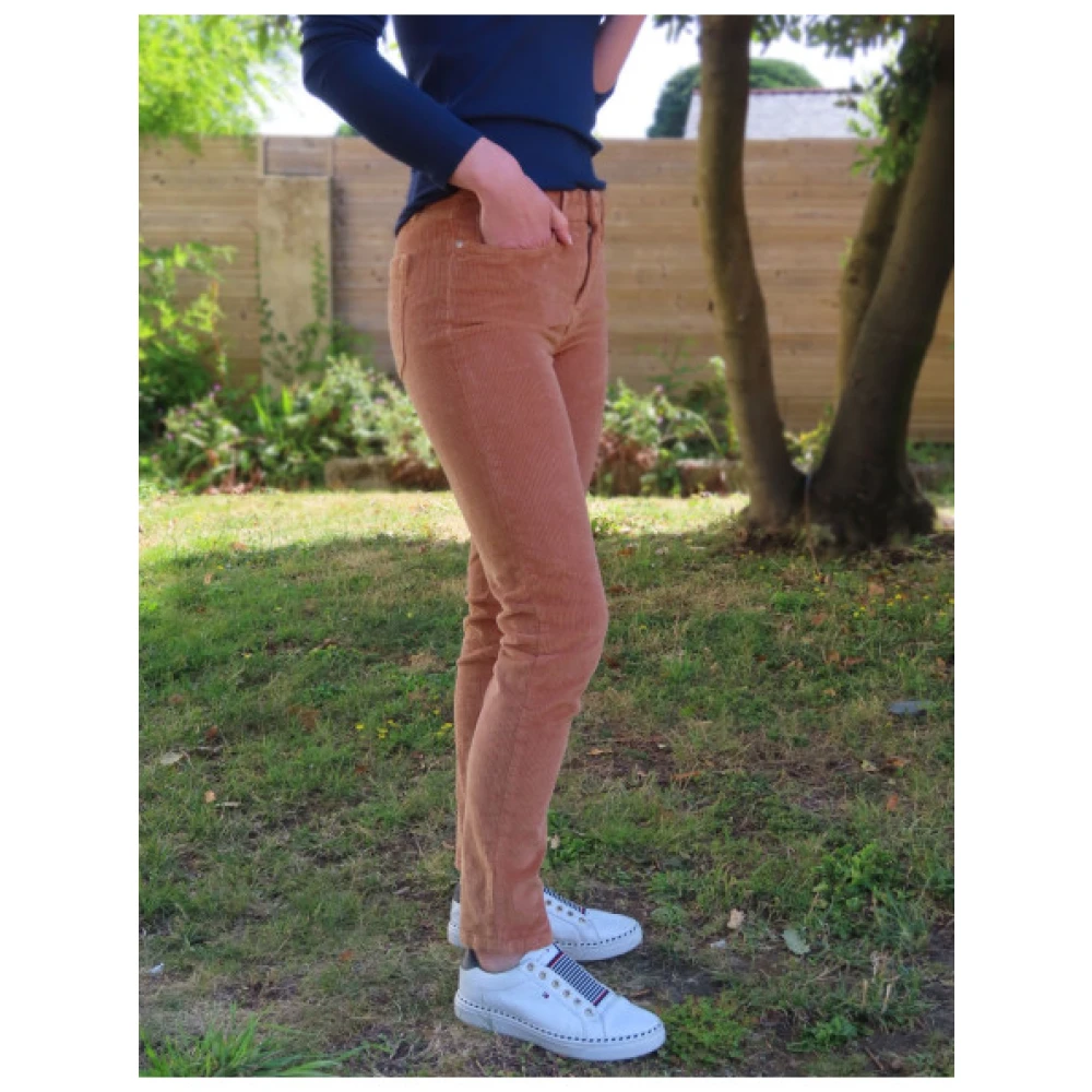 Islow Eryn Corduroy Slim Broek Brown Dames