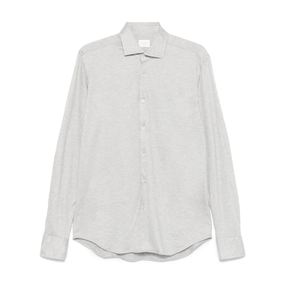 Xacus Herringbone Patroon Overhemd Licht Grijs Gray Heren