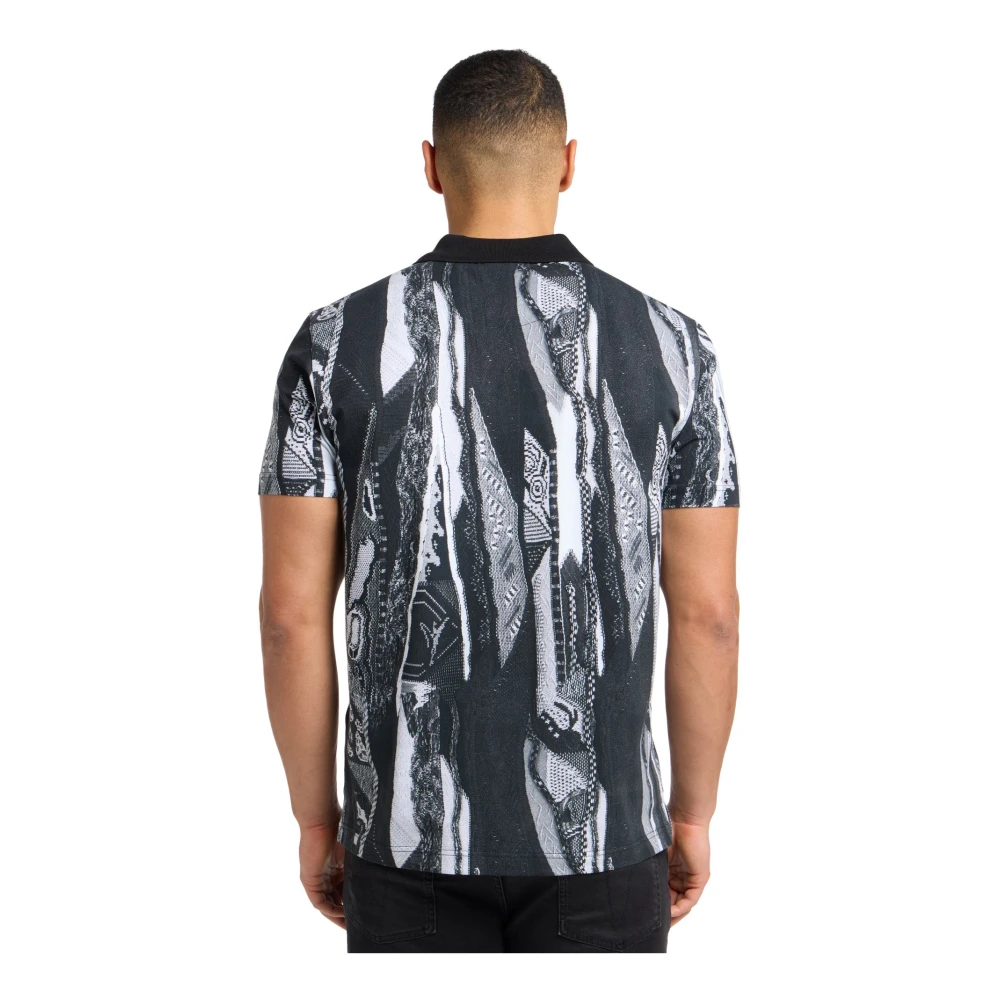 carlo colucci Polo Shirt met Knitprint Black Heren