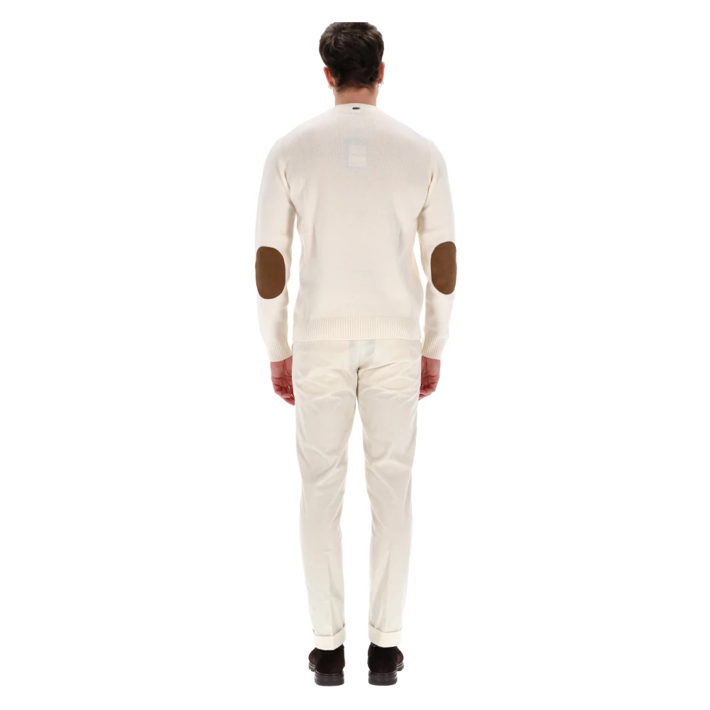 Herno Cashmere Trui met Suède Patches Beige Heren