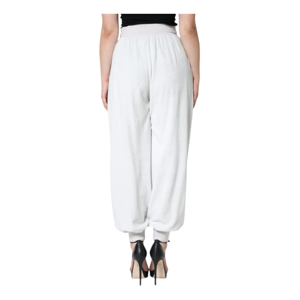Dolce & Gabbana Witte Nylon Jogger Sweatpants met Trekkoordsluiting White Dames