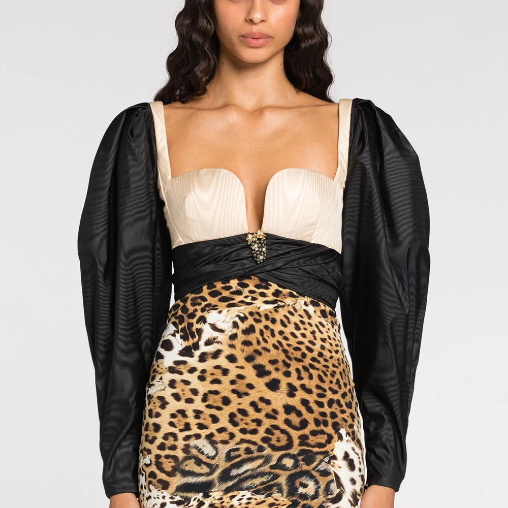 Roberto Cavalli Luipaardprint Mini Jurk Multicolor Dames