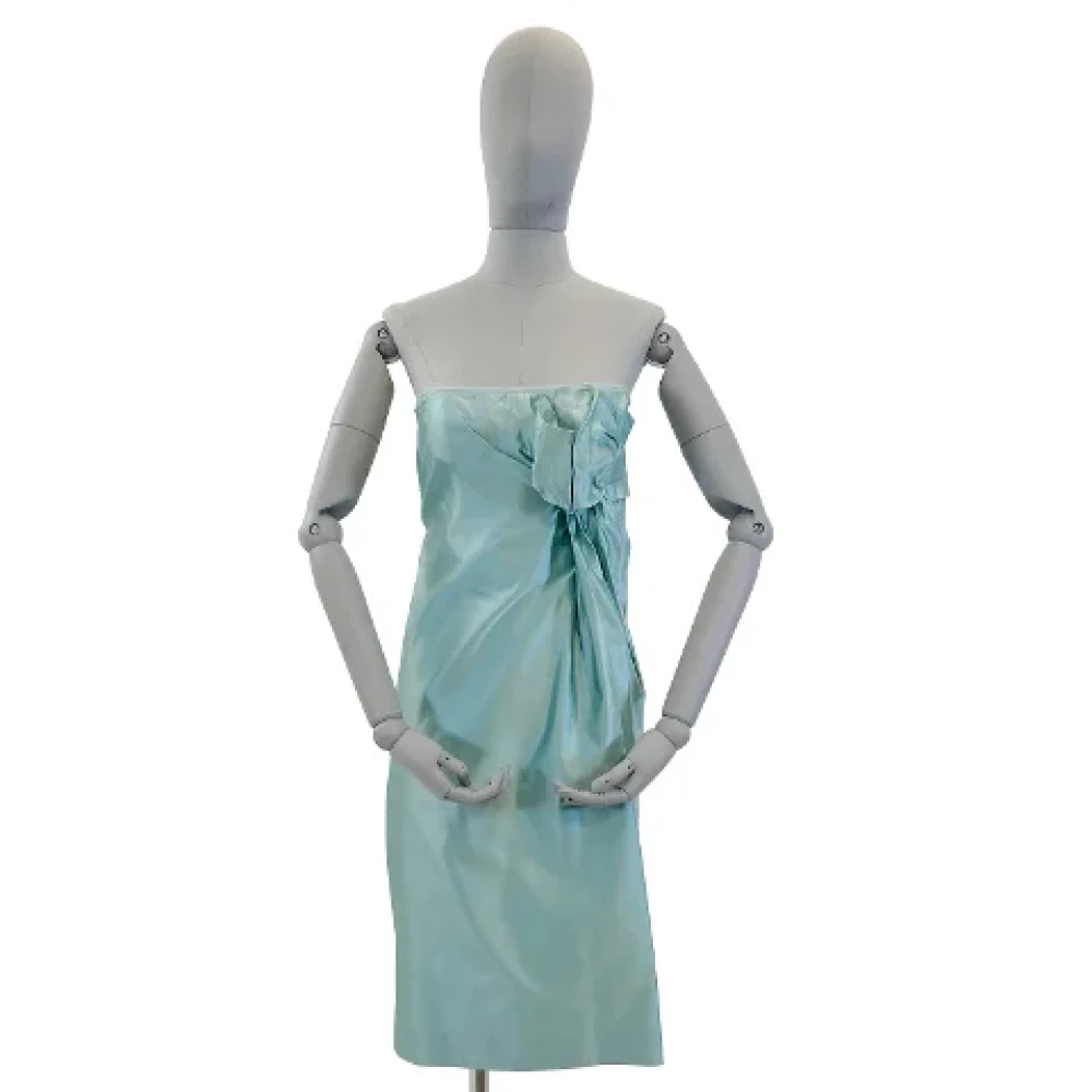 Prada Vintage Pre-owned Silk dresses Blue Dames