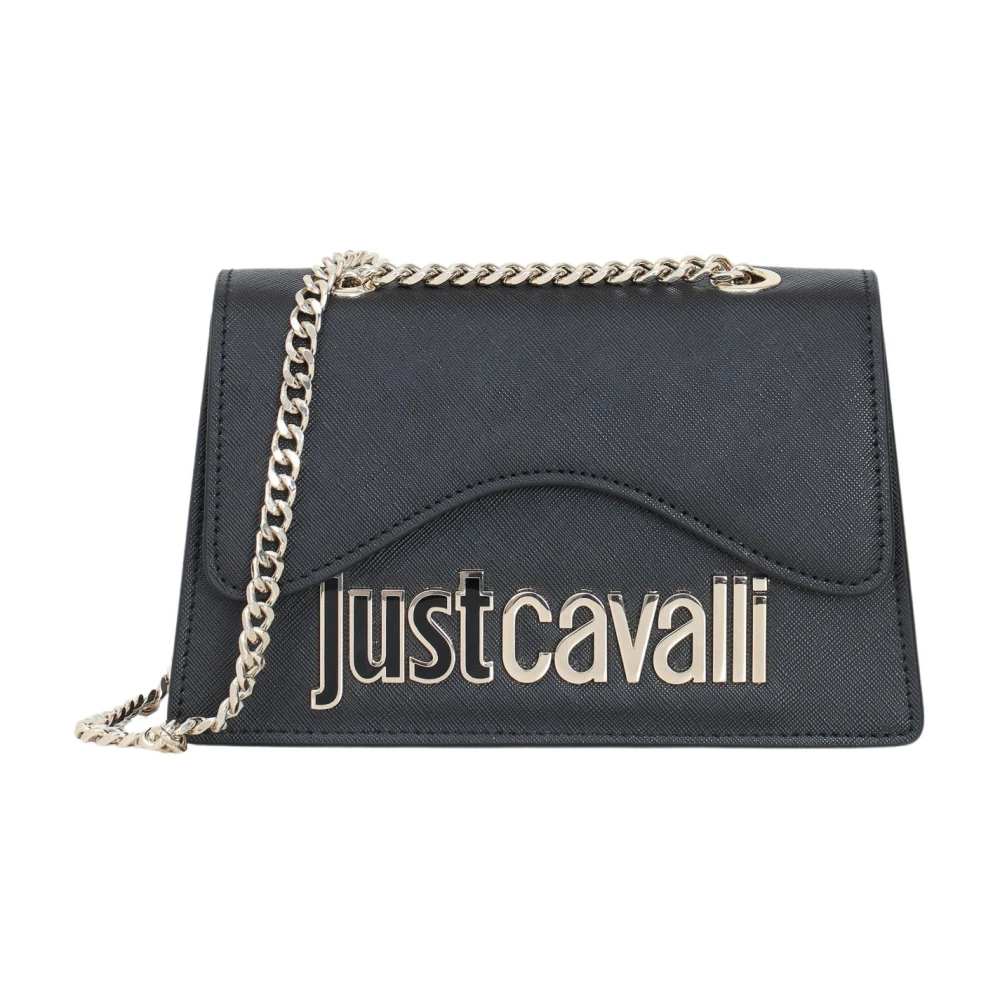 Just Cavalli Zwarte schoudertas met tweekleurig logo Black Dames