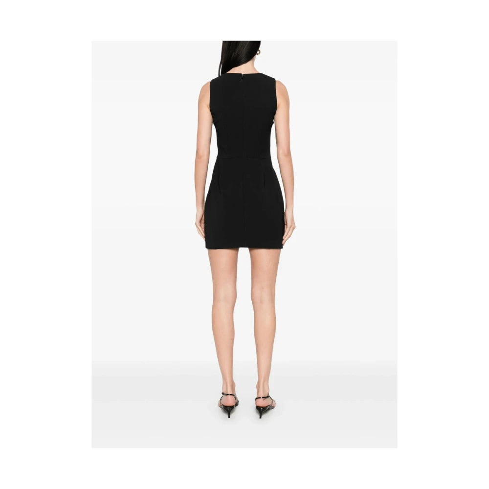 Elisabetta Franchi Zwarte Jurk met Ronde Hals en Dartdetails Black Dames