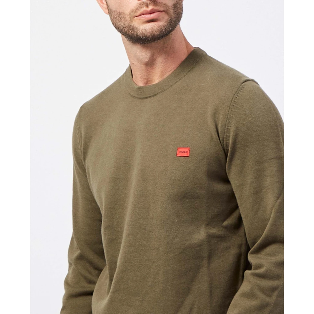 Hugo Boss Groene Trui Straight Fit Biologisch Katoen Green Heren