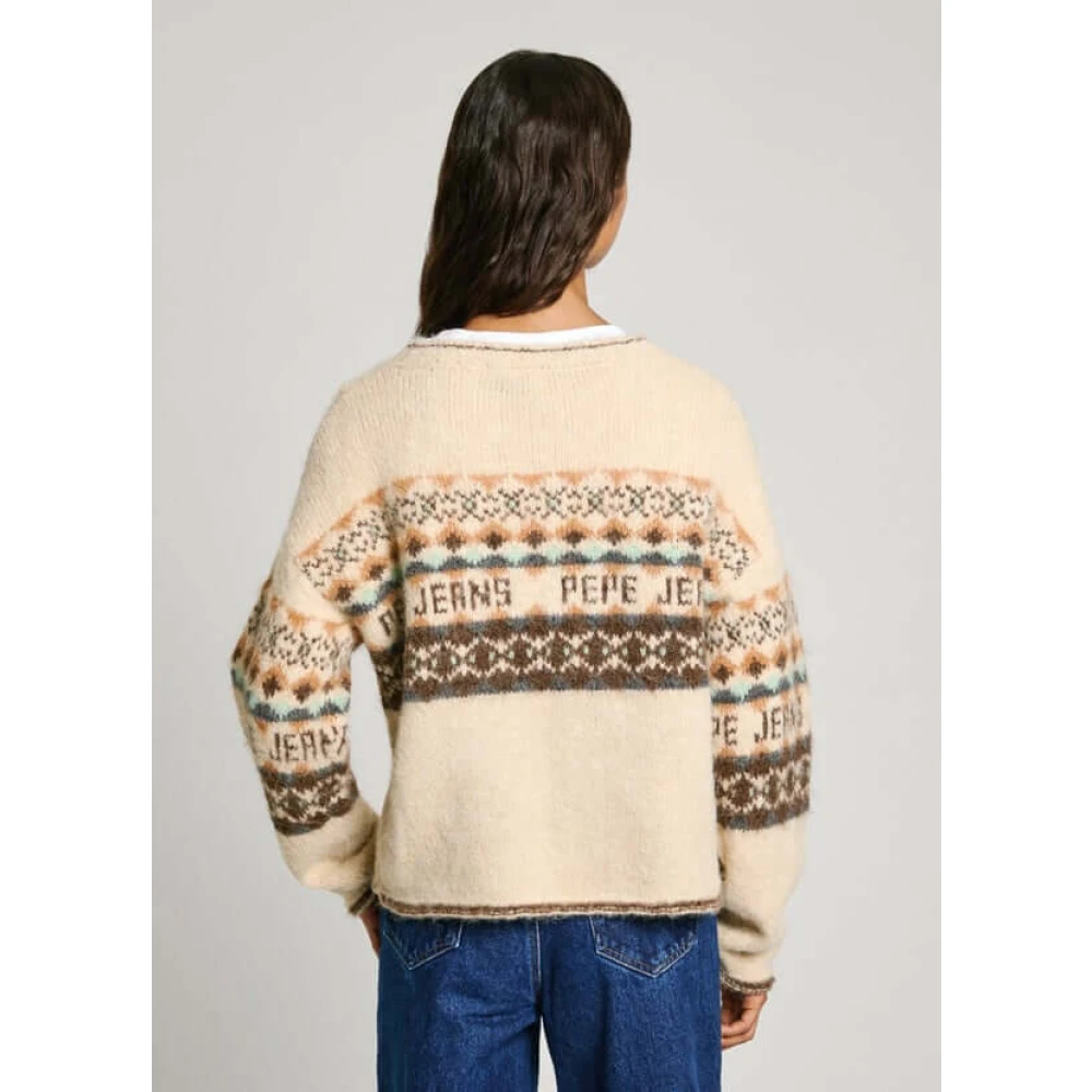 Pepe Jeans Fairisle Jacquard Gebreide Trui Beige Dames