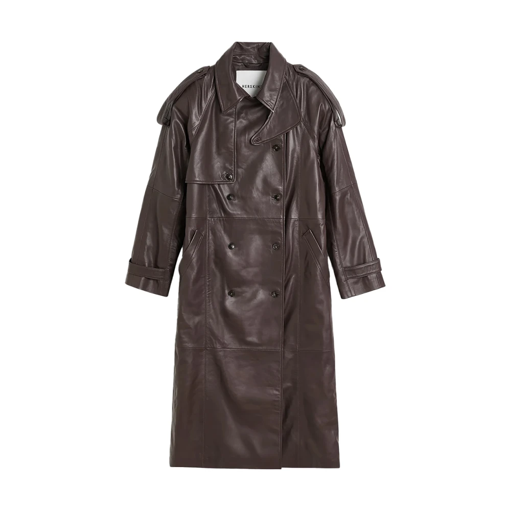 Birgitte Herskind Bruine leren biker trenchcoat Brown Dames
