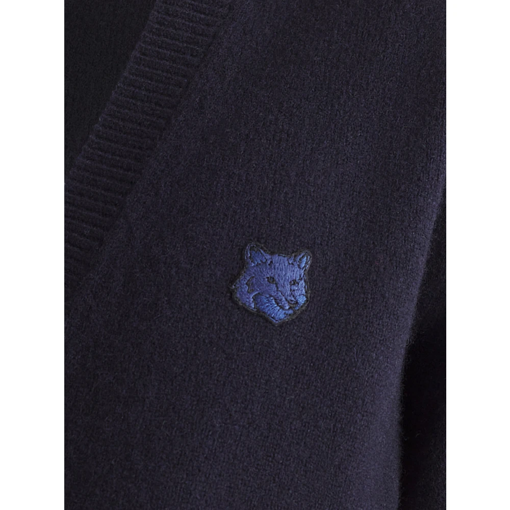 Maison Kitsuné Foxy Patch Wollen Vest Blue Heren