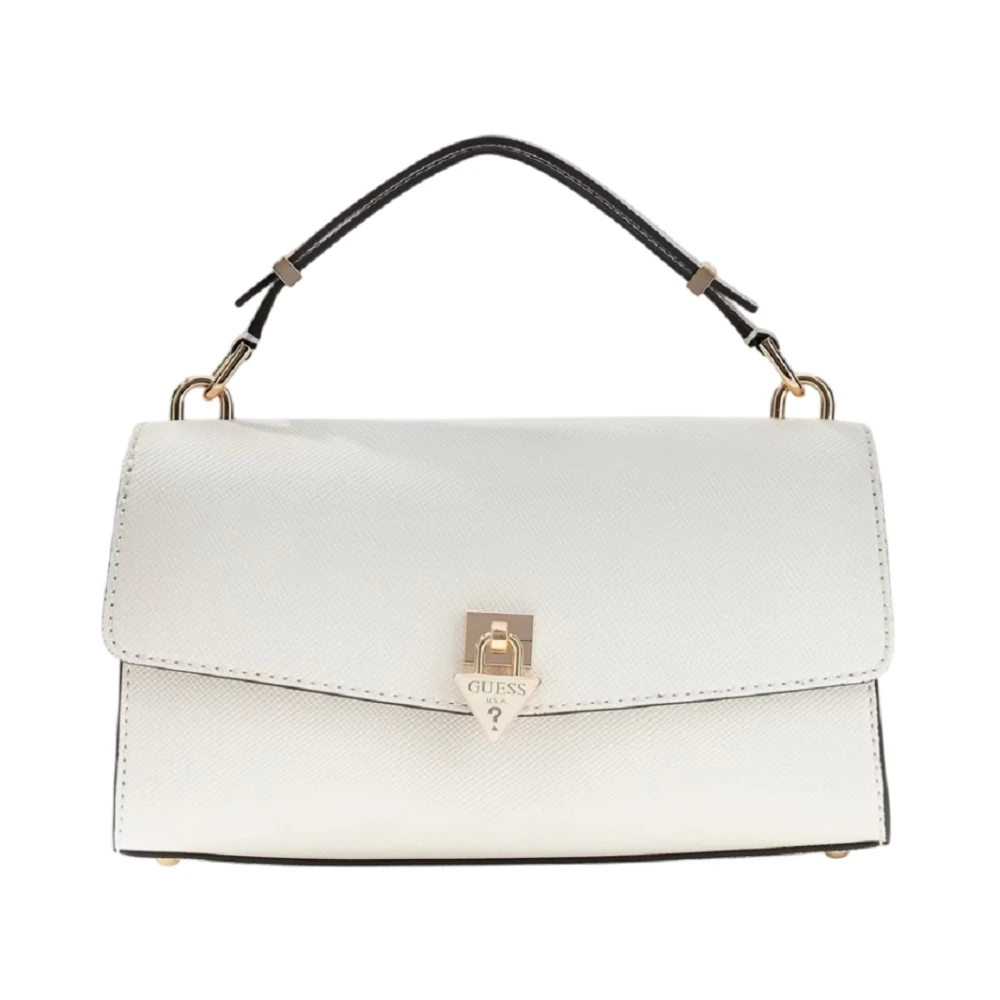 Guess White Handbags, Female, One Size, Patsie Top Handle Flap