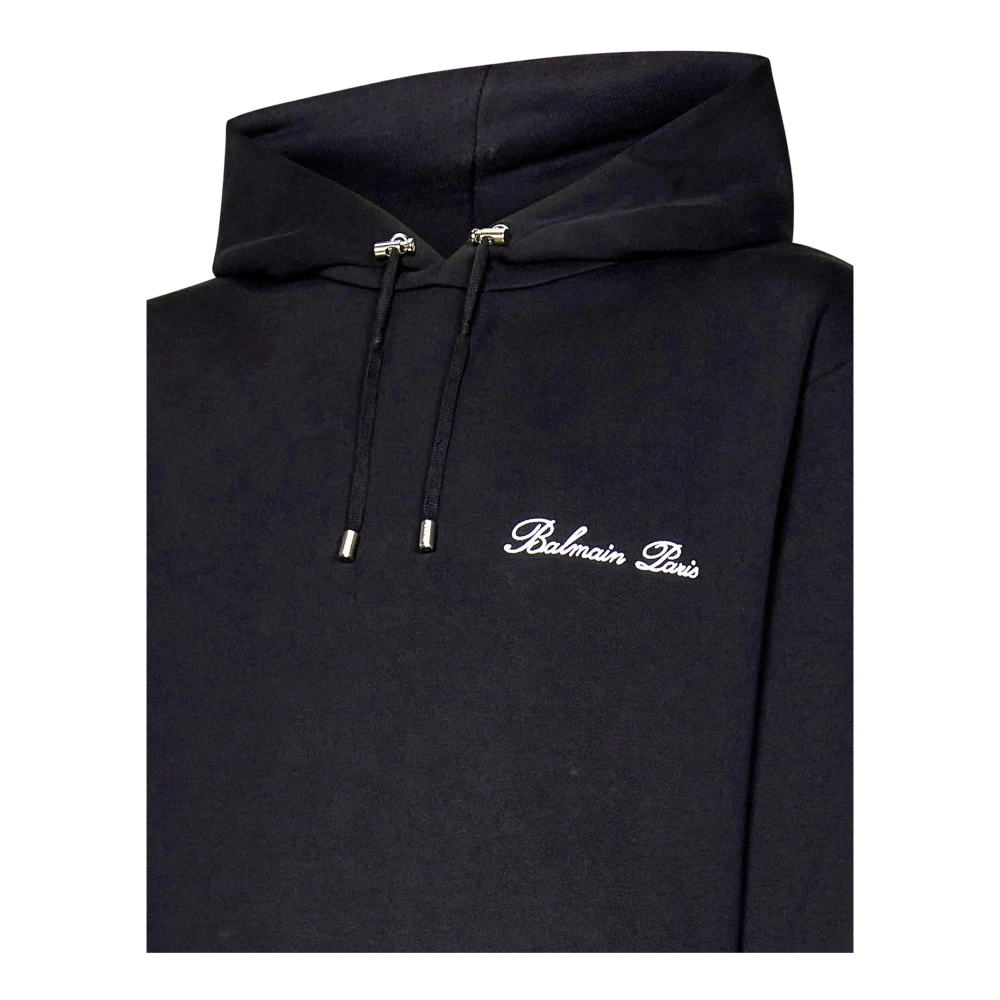 Balmain Katoenen Logo Sweatshirt Hoodie Herenmode Black Heren