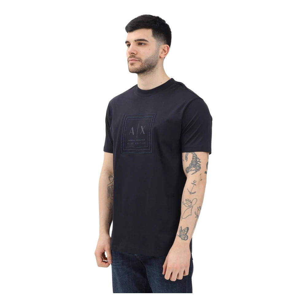 Armani Exchange Blauw Kortemouw Logo T-shirt Blue Heren