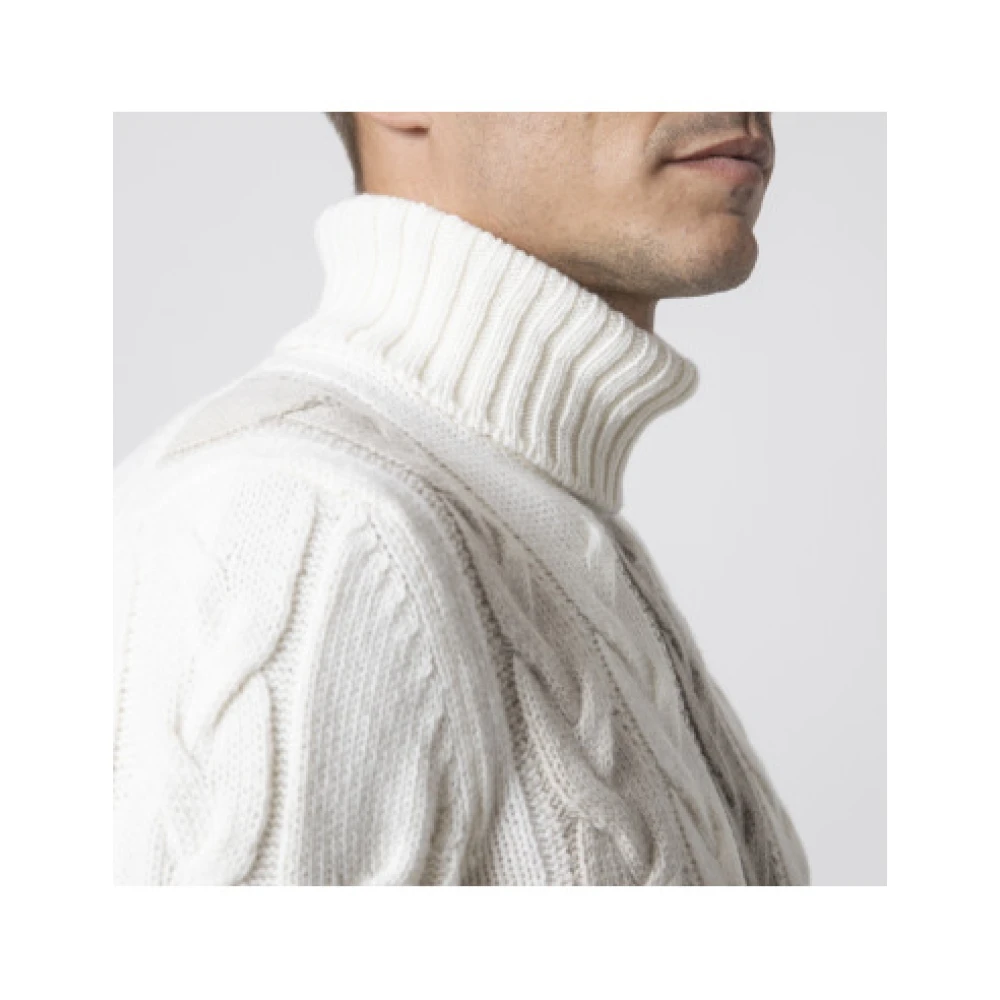 Gran Sasso Twisted Roll Neck Turtleneck White Heren