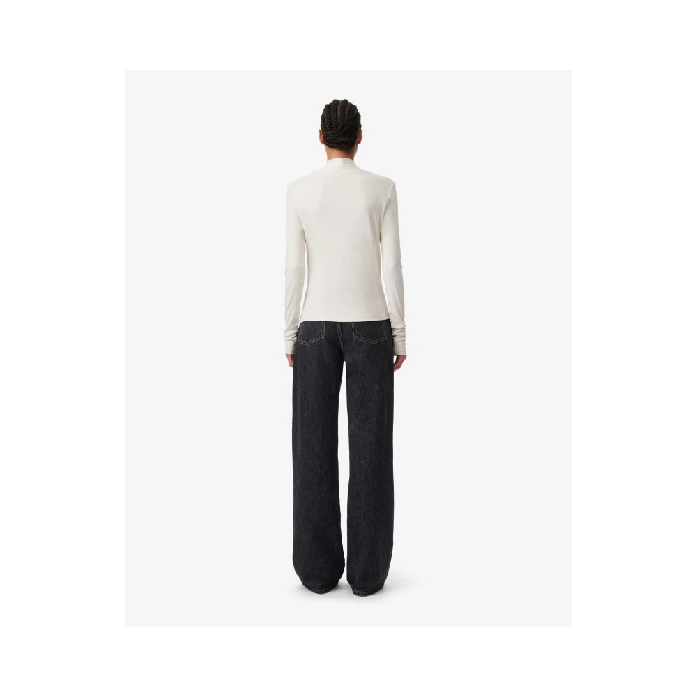 IRO Viscose V-hals T-shirt met schouderopeningen Beige Dames