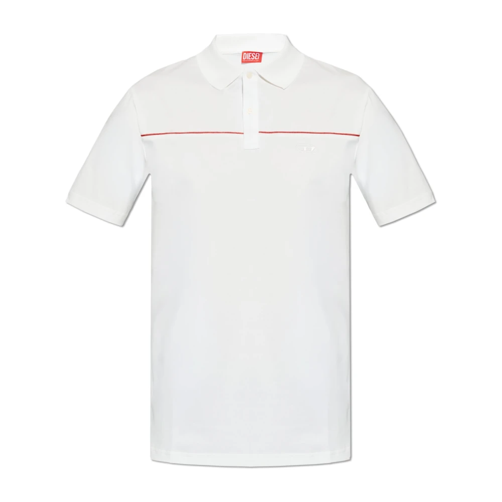 Diesel Mannelijk Wit Tops Heren, 2XL, Katoen, T-Rejust-Piping Poloshirt