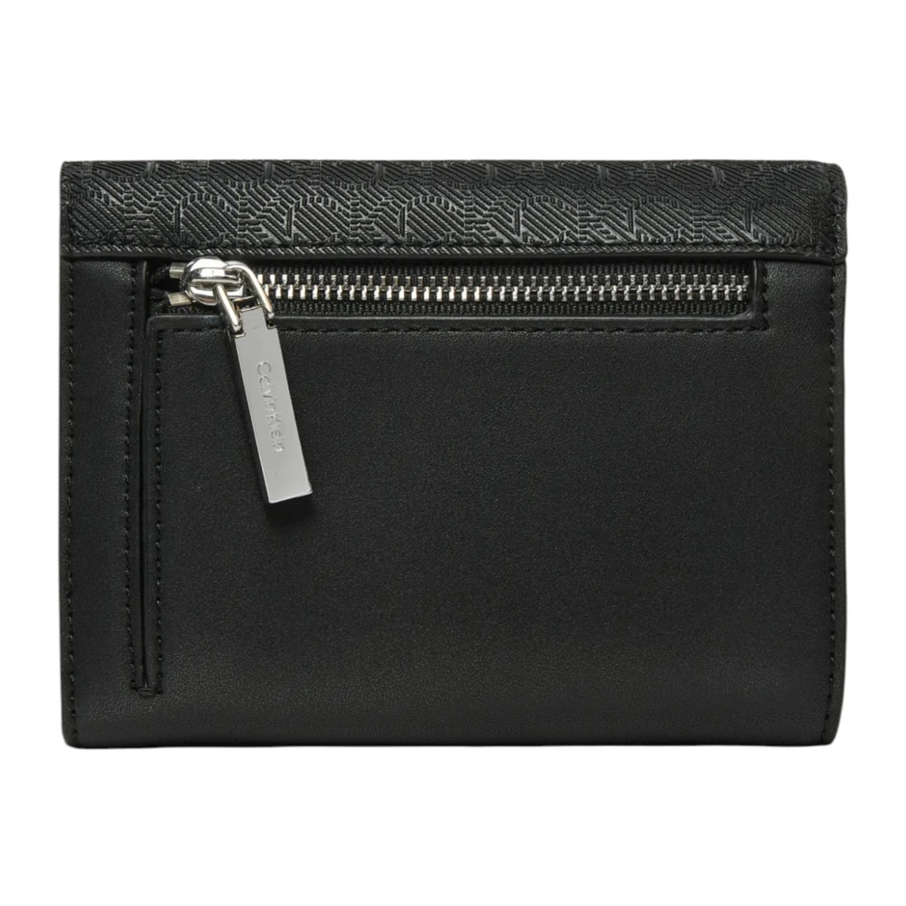 Calvin Klein Zwarte Effen Polyurethaan Damesportemonnee Black Dames