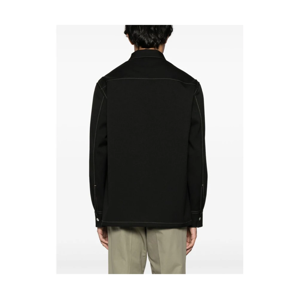 Jil Sander Zwarte Rits Voorkant Shirt Black Heren