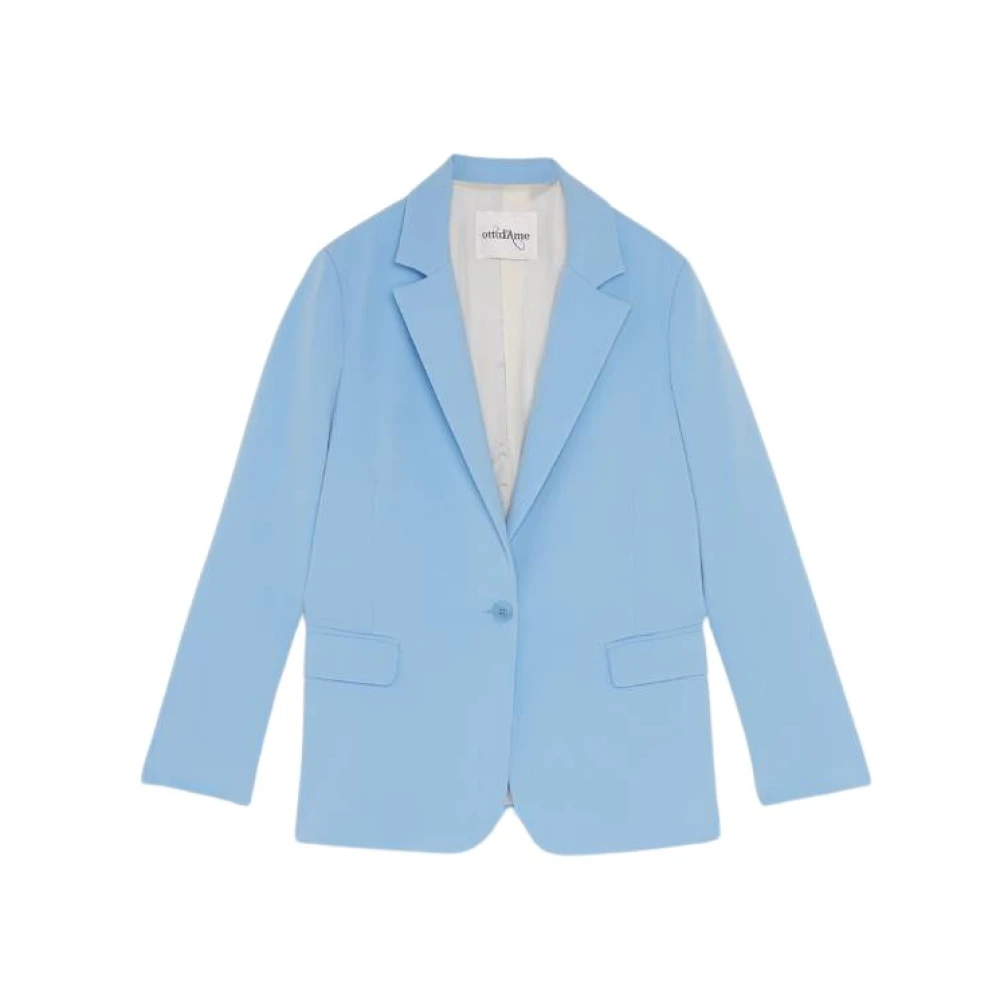 Ottod'Ame Blazer met één knoop en toon-op-toon revers Blue Dames