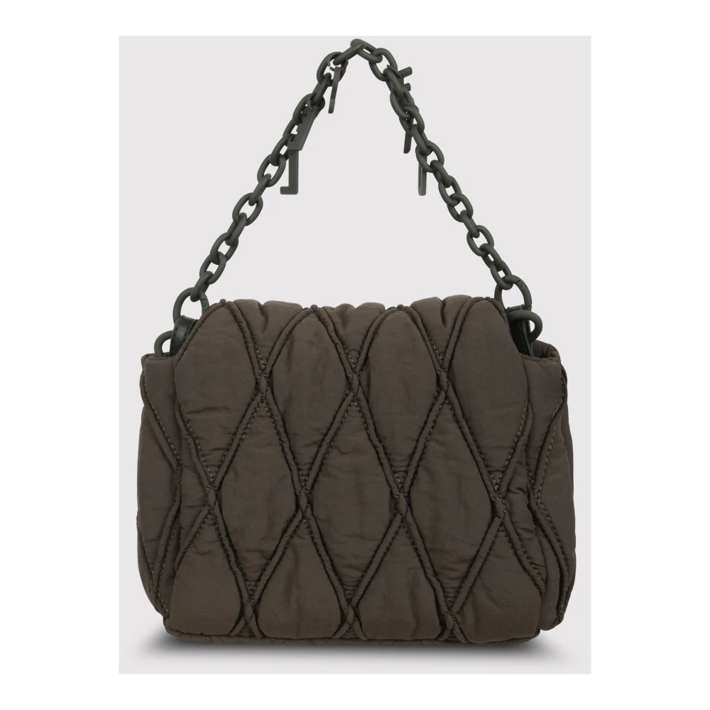 Diesel Gewatteerde Nylon Schoudertas met Bedel Green Dames