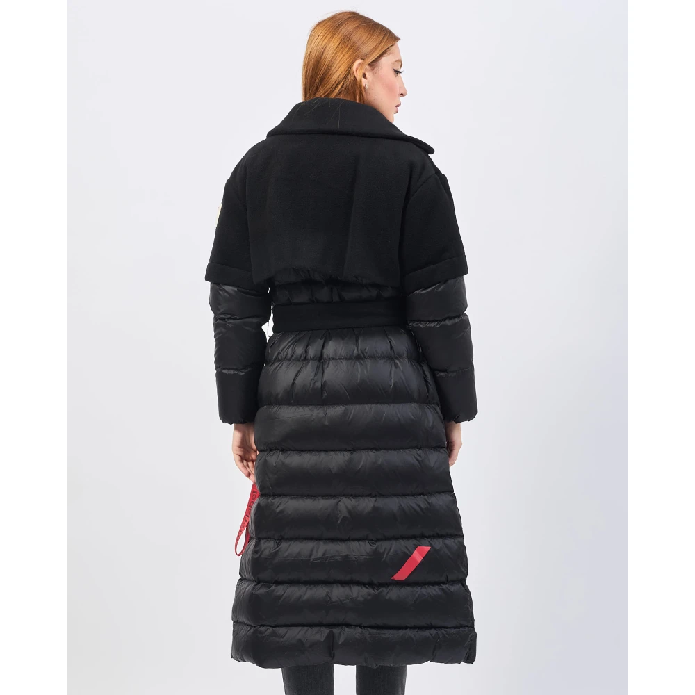 Afterlabel Lang Zwart Gewatteerd Jas Black Dames