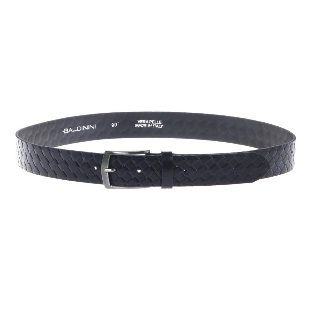 Baldinini Men's Blue Woven Print Belt - Belts - 100 Cm - Accessories