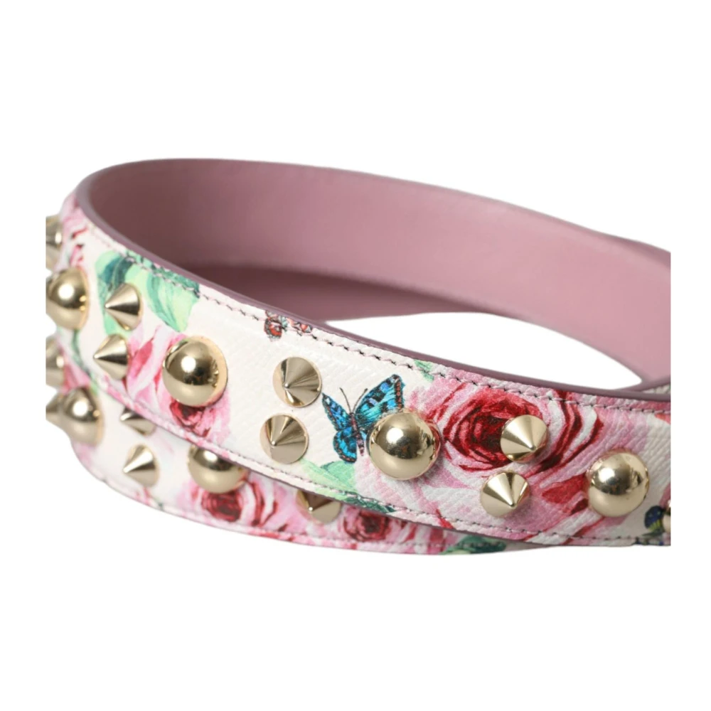 Dolce & Gabbana Roze Bloemen Leren Schouderband Multicolor Dames