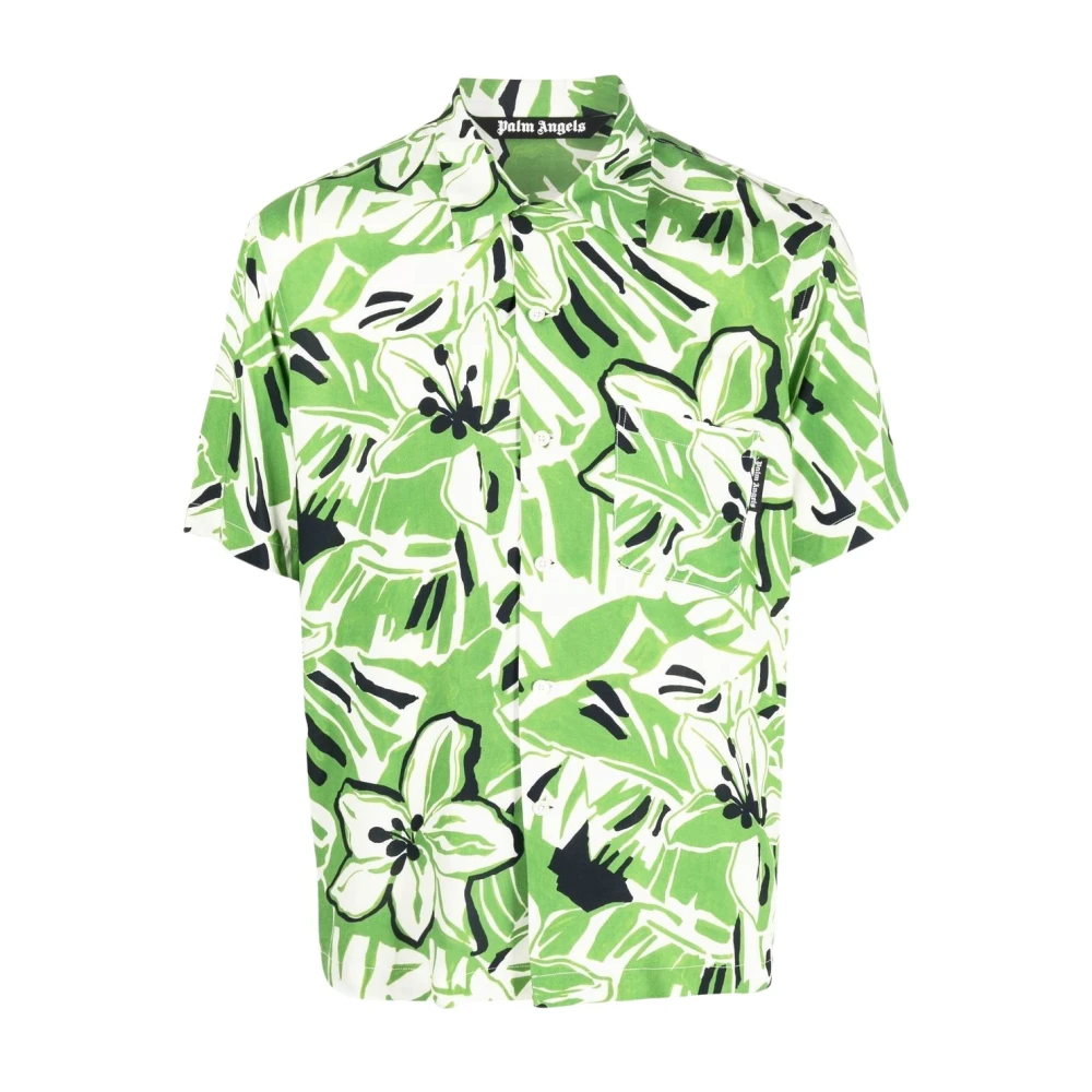 Palm Angels Groen Wit Shirt 5501 Multicolor Heren