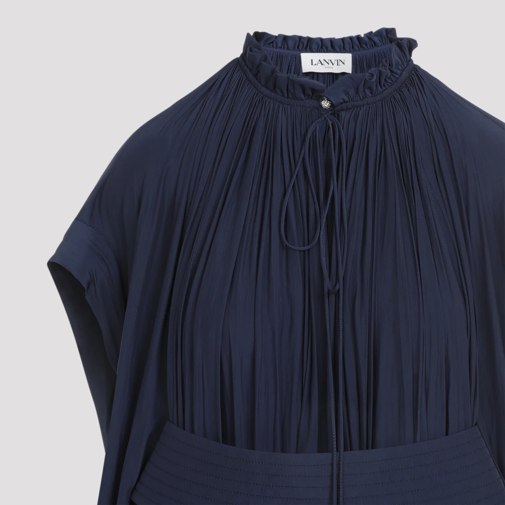 Lanvin Blauwe Ruche Mini Jurk Blue Dames