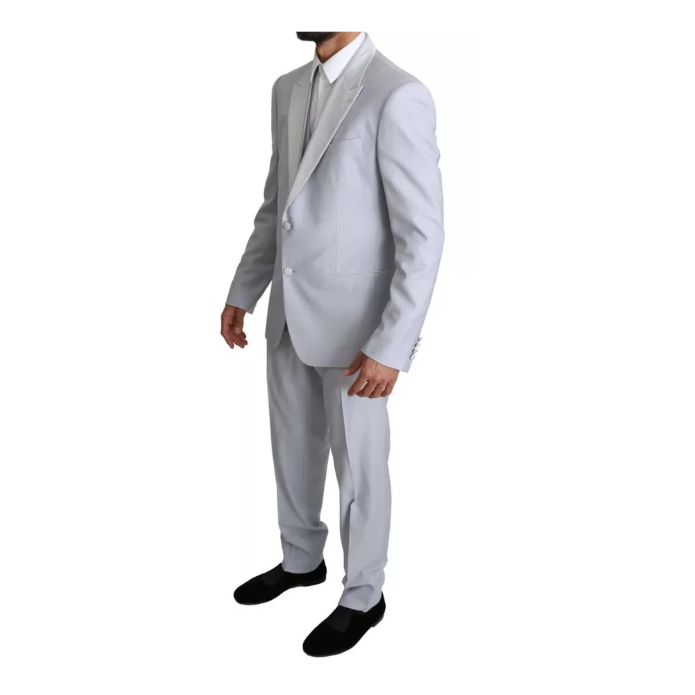 Dolce & Gabbana Lichtblauw Slim Fit Wollen Pak Blue Heren