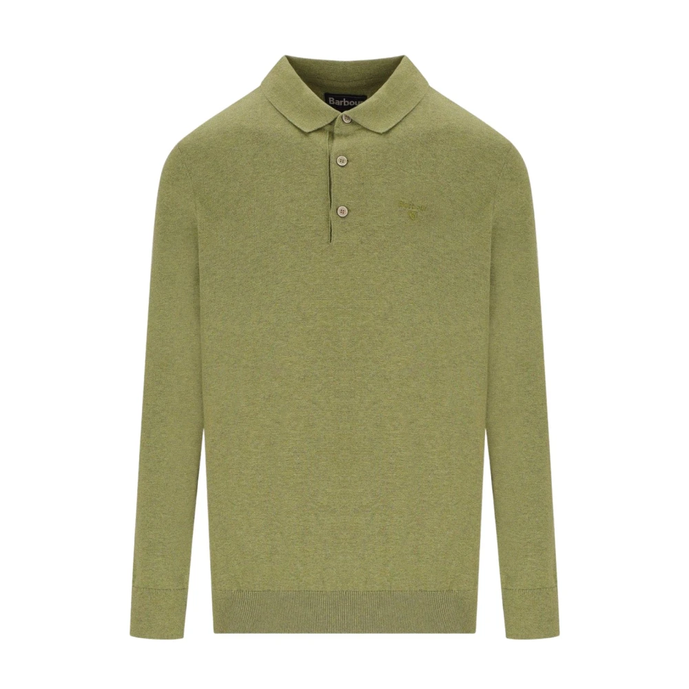 Barbour Green Pima Cotton Knitted Polo Shirt - Male - Polo Shirts - M - Tops