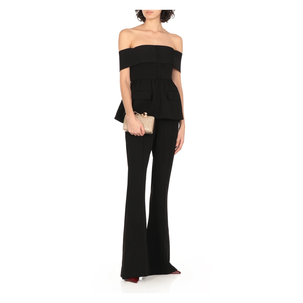 Self Portrait Zwarte Mouwloze Crepe Pak Jurk Black Dames