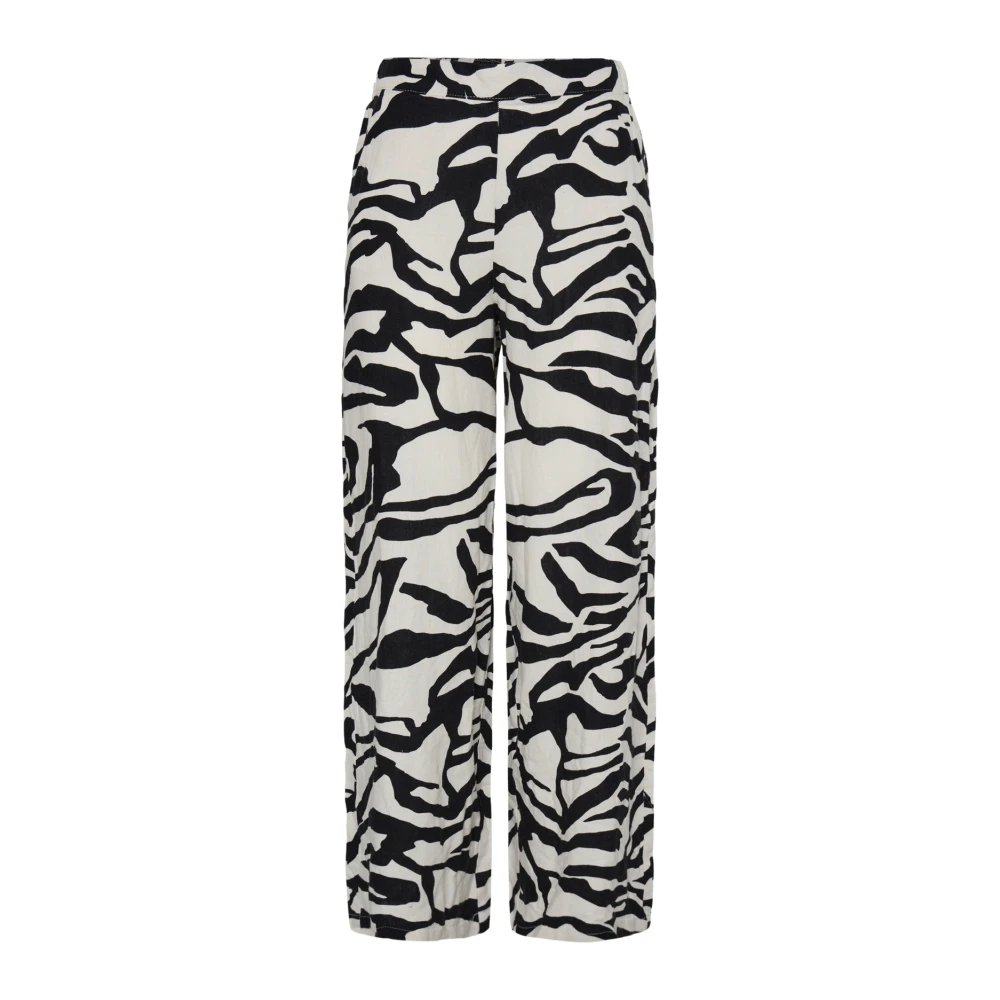 Ichi Black Wide Trousers, Female, L, Wide Trousers